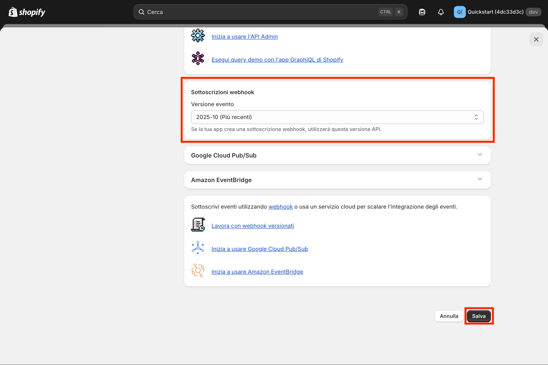 Guida Einvoix | Webhook Shopify