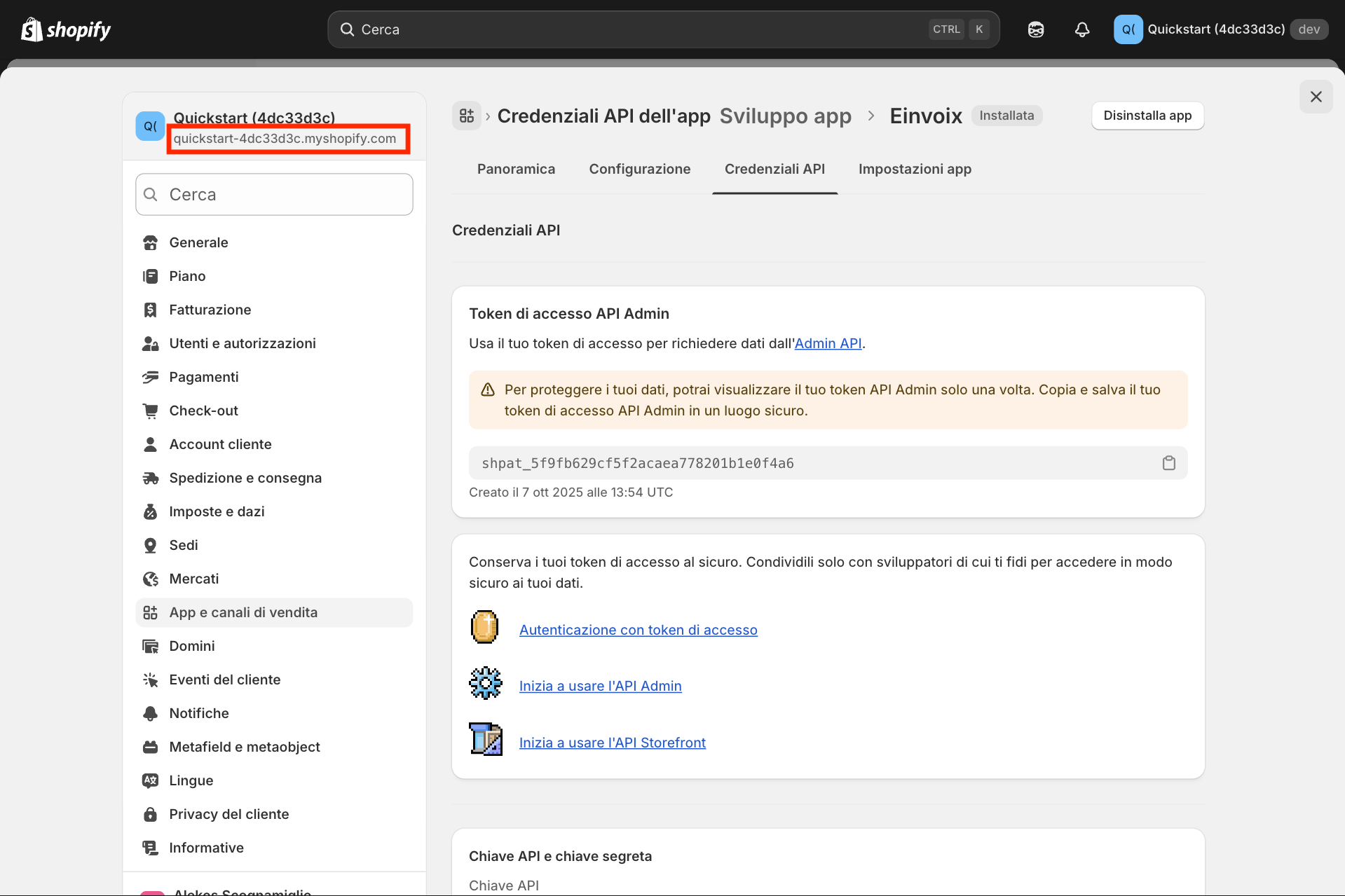 Guida Einvoix | Copia URL Shopify