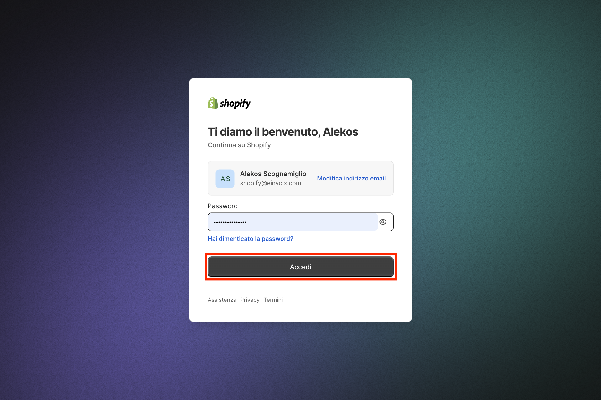 Guida Einvoix | Login Shopify 3