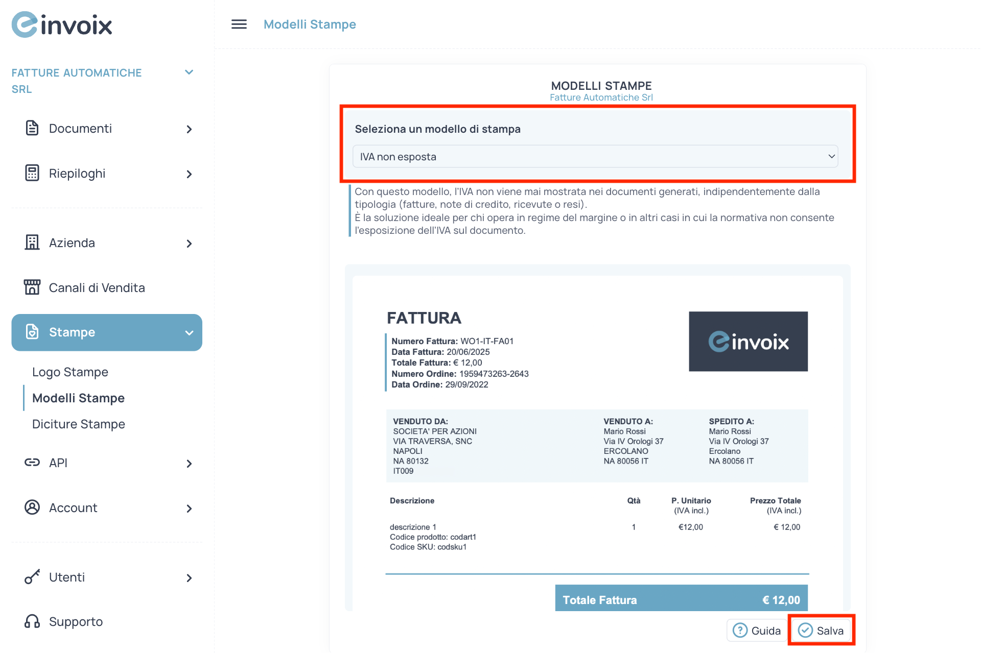 Guida Einvoix | IVA non esposta