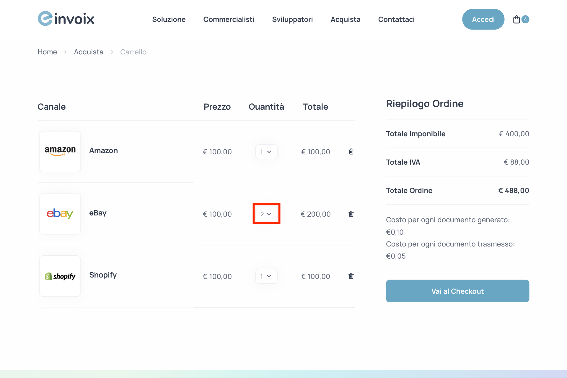 Guida Einvoix | Vai al carrello