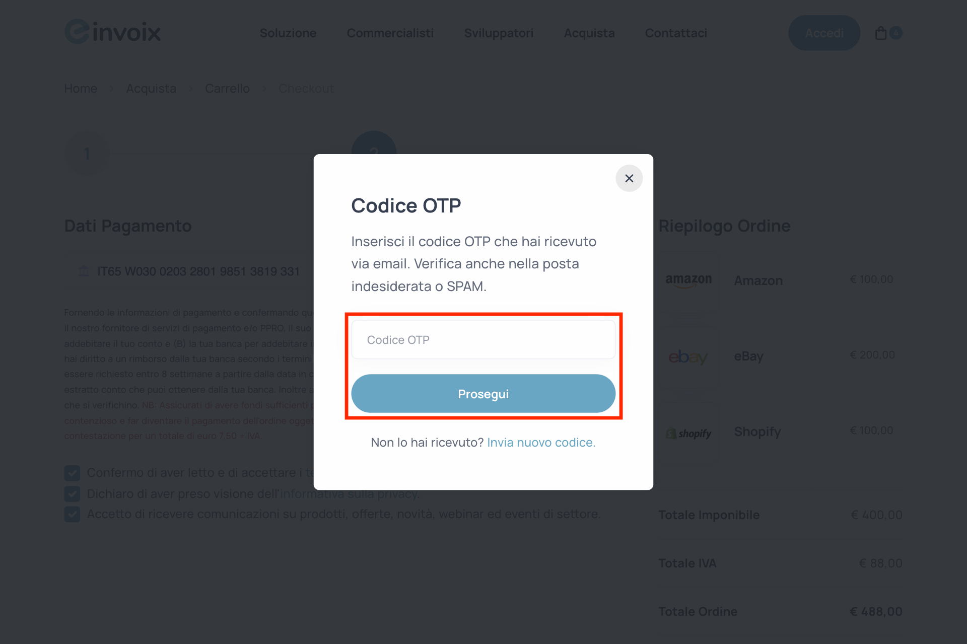 Guida Einvoix | Completa l'acquisto