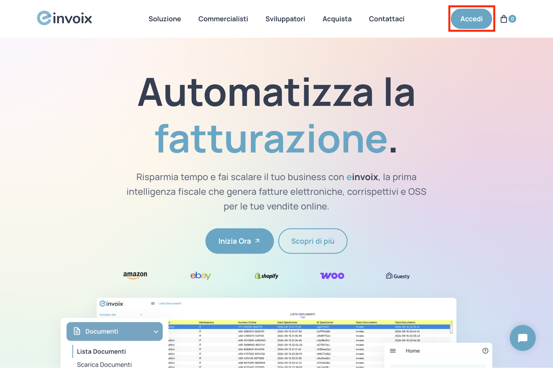 Guida Einvoix | Accedi al Portale