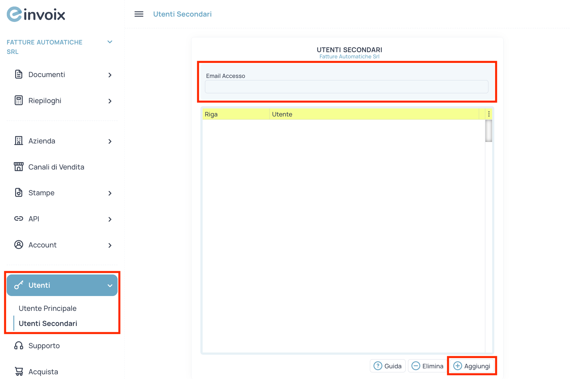 Guida Einvoix | Utenti Secondari
